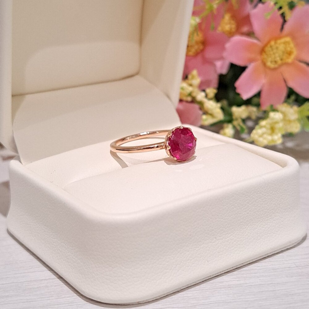 Ruby 14k Yellow Solid Gold Ring, Size 6 3/4, Free… - image 7